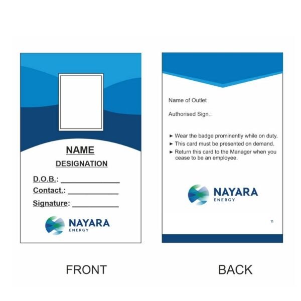 Nayara Energy Petrol Pump Uniform ID Card (Pack of 10) - Image 2