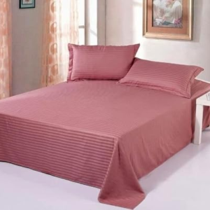 Hotel Rose Gold Color 400 TC Satin Striped Bedsheet With 100% Cotton